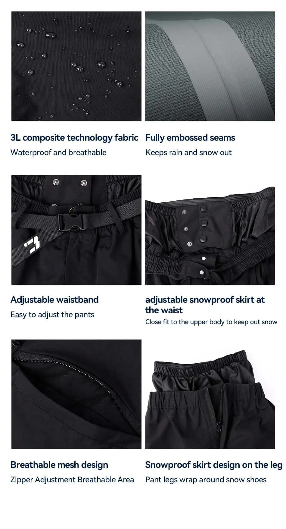 3L Water & Windproof Trendy Men's Oversized Ski Pants