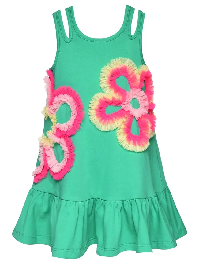 A-Line Dress w/ Mesh Flower Detail