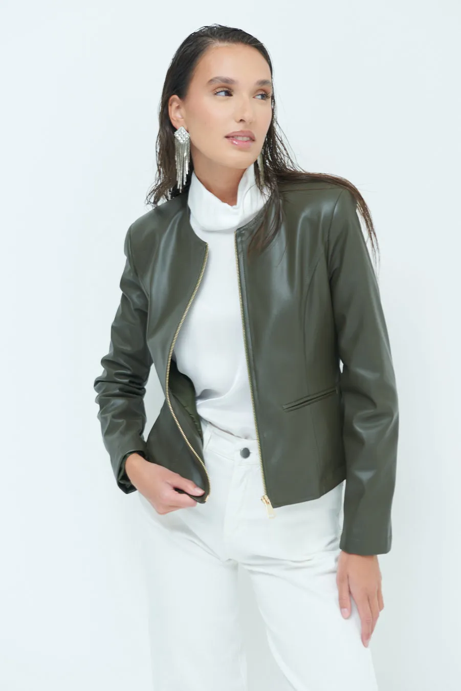 Alyah | Sleek zip-up leather jacket