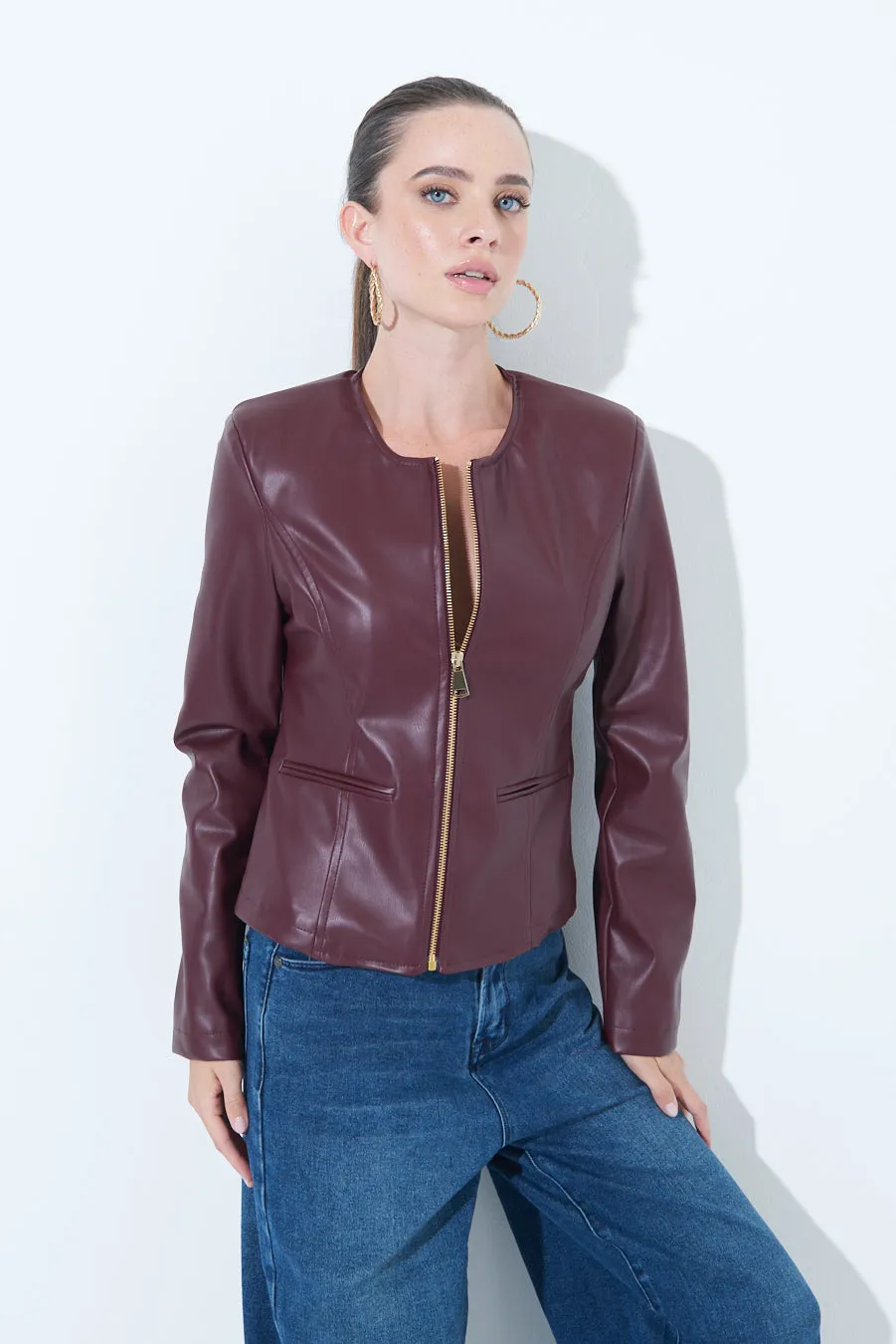 Alyah | Sleek zip-up leather jacket