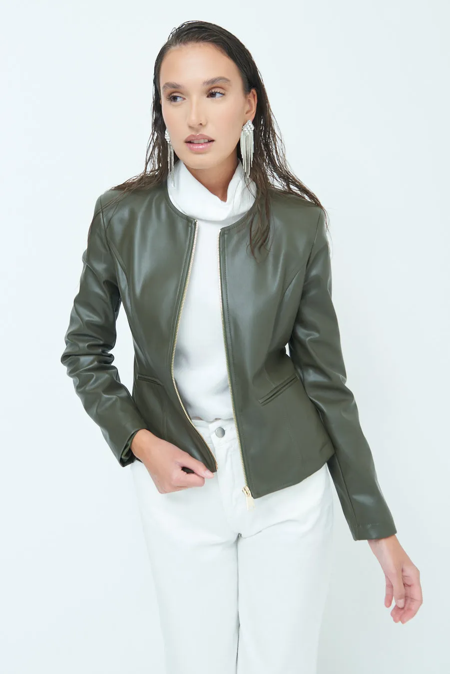 Alyah | Sleek zip-up leather jacket