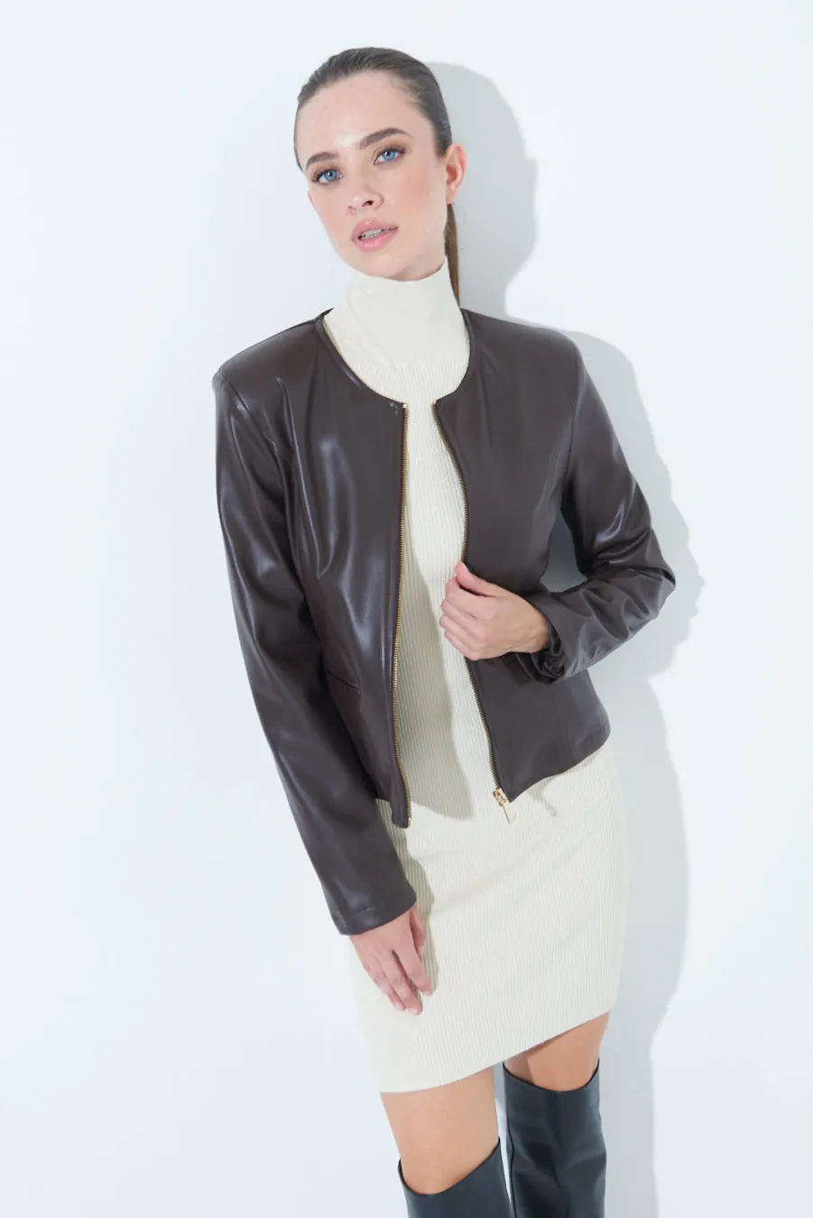 Alyah | Sleek zip-up leather jacket