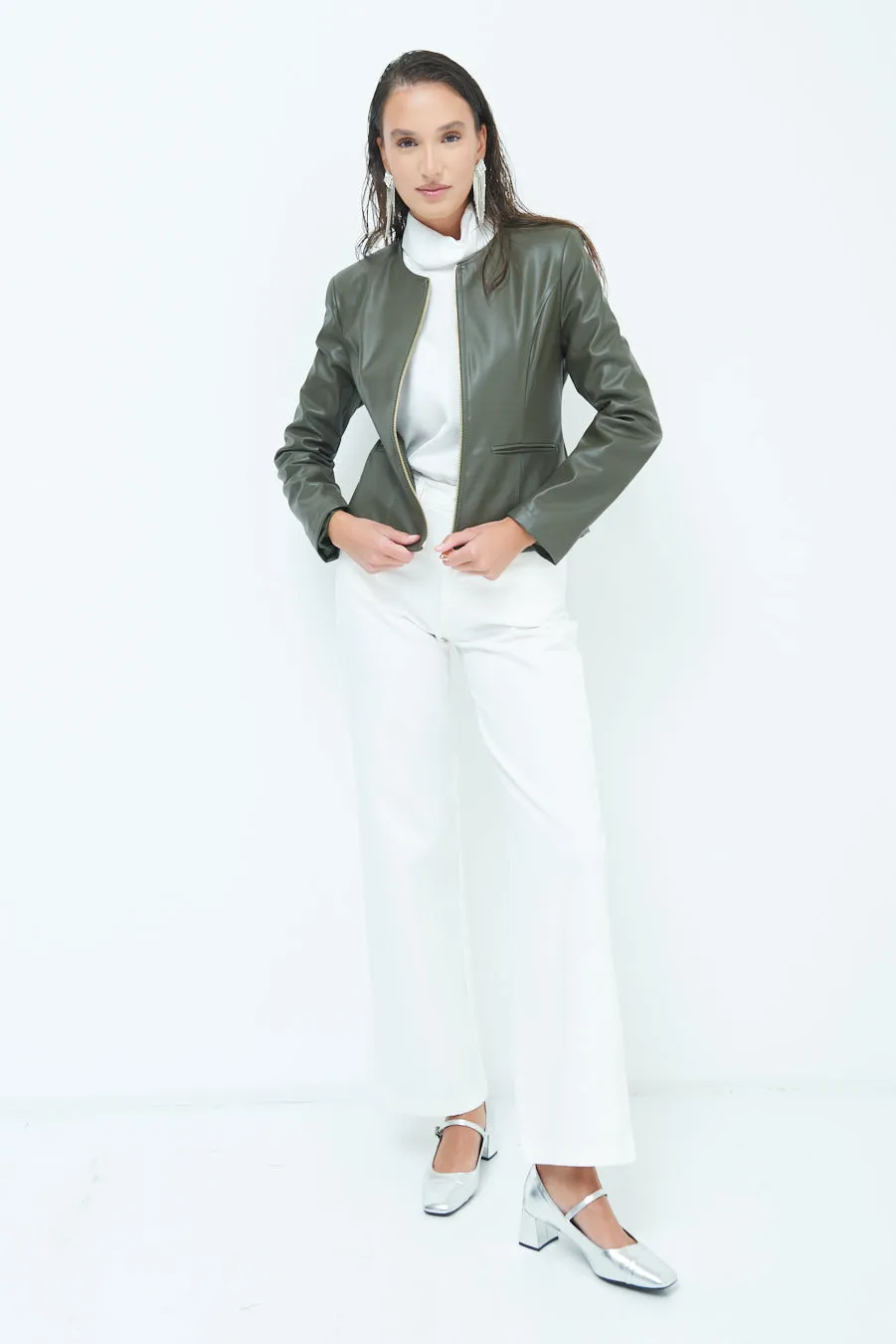 Alyah | Sleek zip-up leather jacket