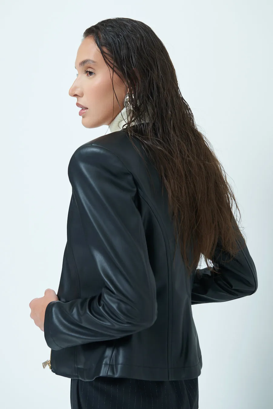 Alyah | Sleek zip-up leather jacket