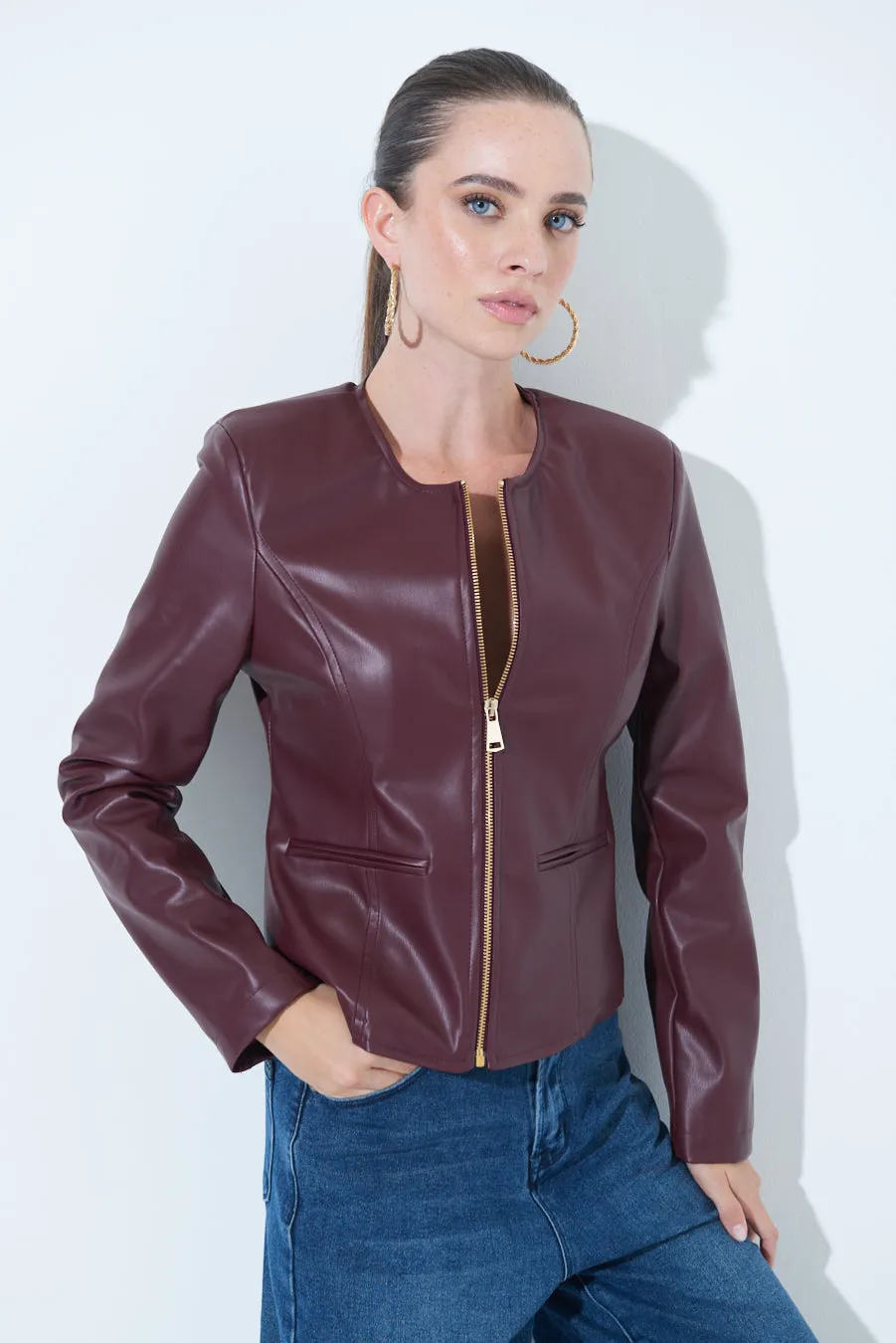 Alyah | Sleek zip-up leather jacket