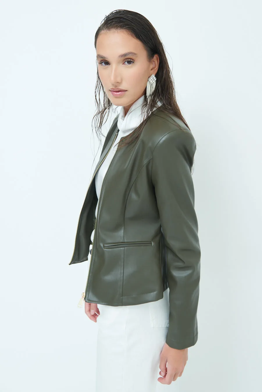 Alyah | Sleek zip-up leather jacket