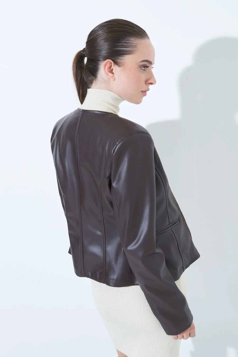 Alyah | Sleek zip-up leather jacket