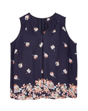 Angie Sleeveless Blouse | Navy / Orange