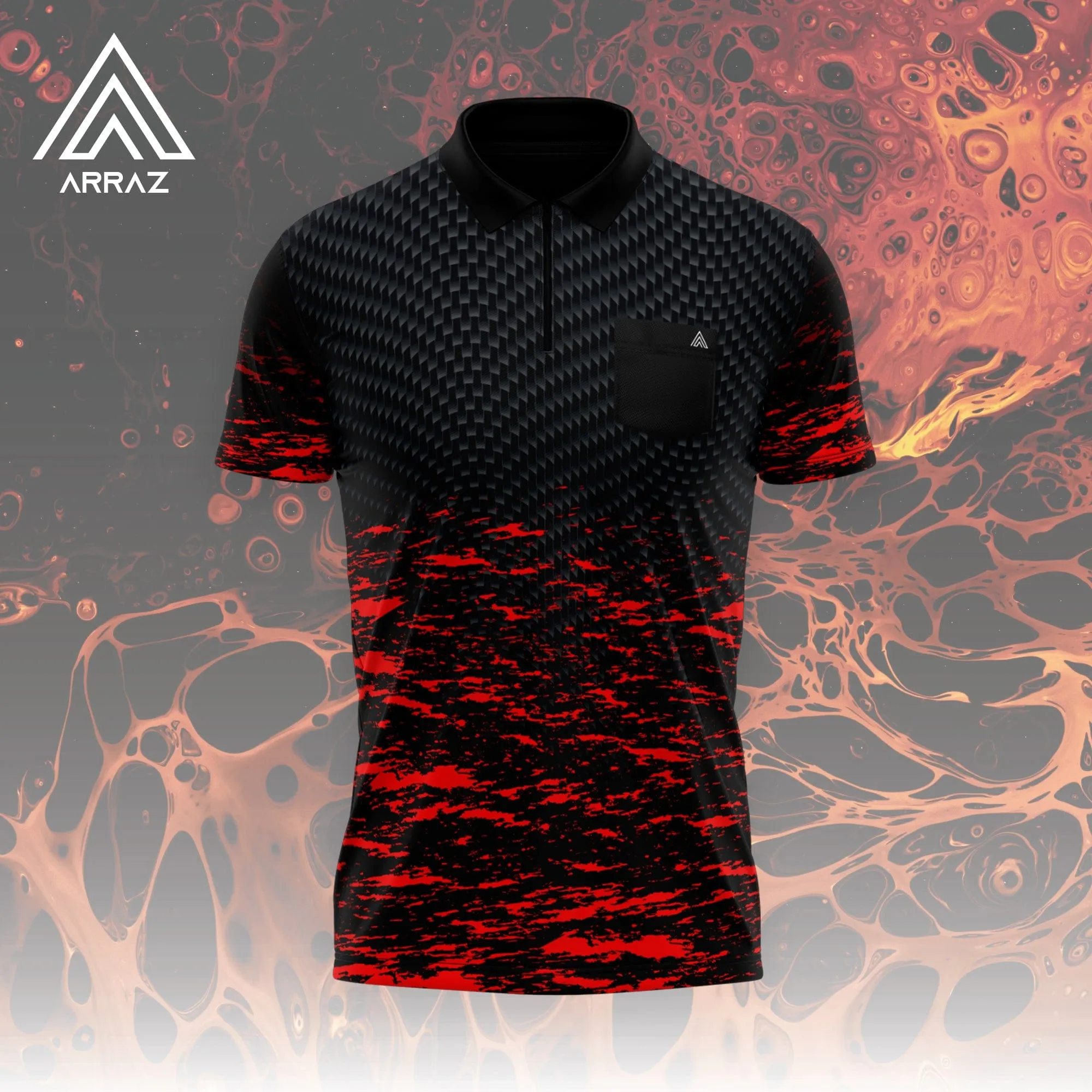 Arraz Lava Dart Shirt - with Pocket - Black & Red