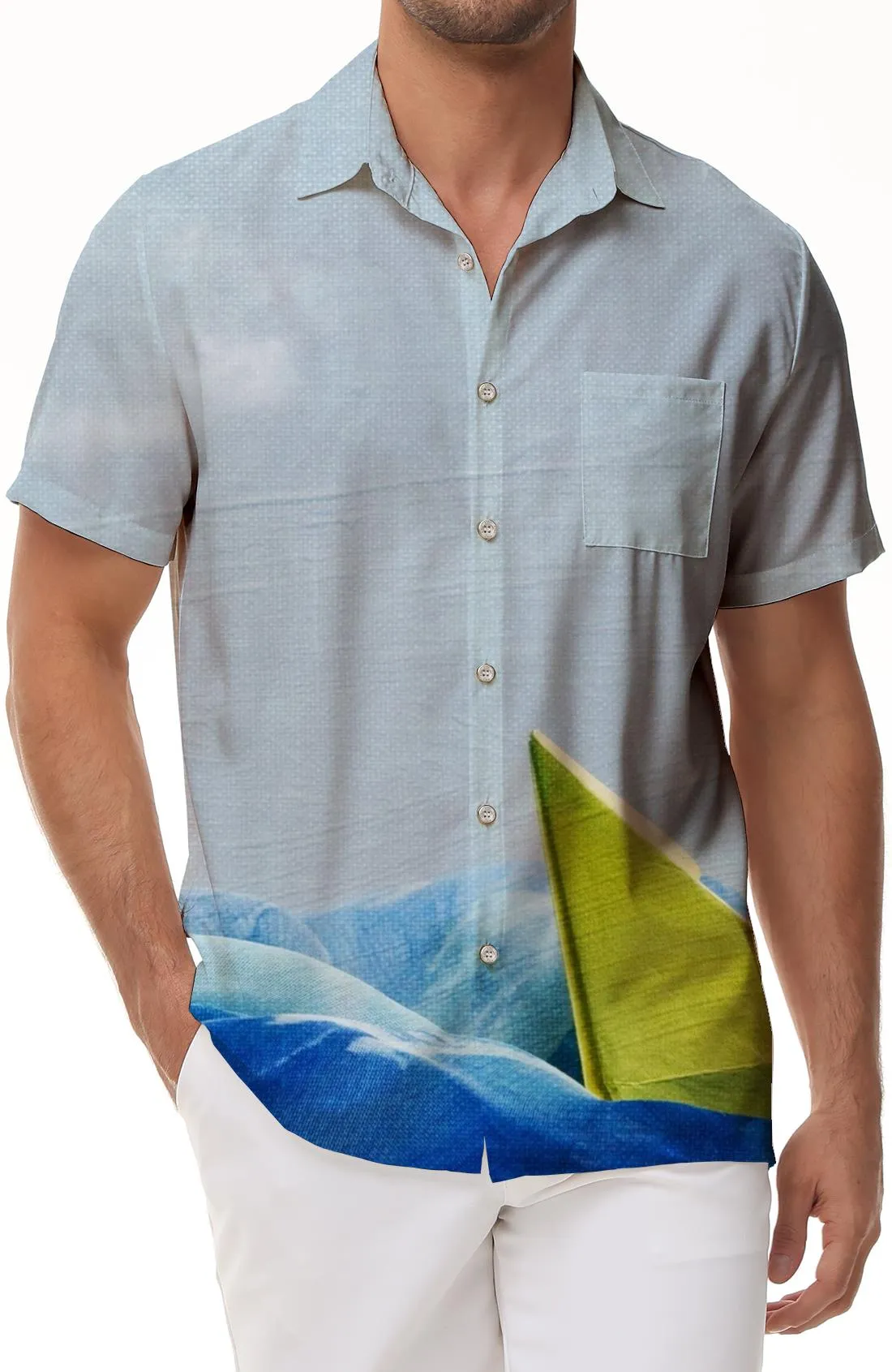 Beach Boat Mens White Casual Fashion Hawaiian Button Shirt Cool Comfortable Summer