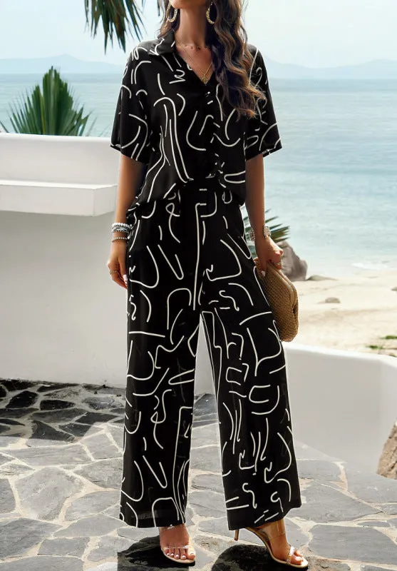 Chic and Versatile Elegant Printed Two-Piece Suit for Effortless Sophistication