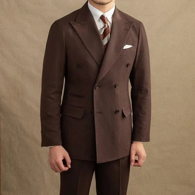 Dark Brown Garbadine Suit (Jacket   Trousers) - Cross & Crown