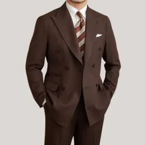 Dark Brown Garbadine Suit (Jacket   Trousers) - Cross & Crown