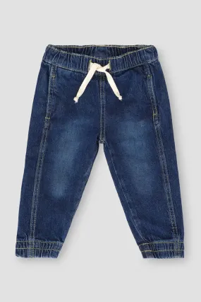 Dark Wash Denim Jogger For Baby Boy - Mid Blue