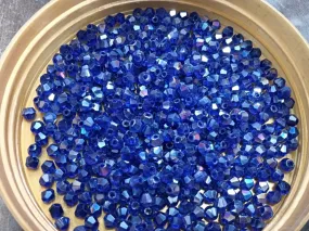 Deep Blue Lustre Bicone Crystal Glass Beads (Wholesale)