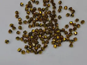 Deep Golden New Cut Crystal Glass Beads- 4 mm (Wholesale)