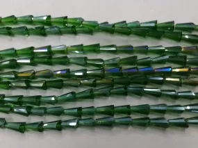 Deep Green Conical Crystal Glass Beads (Wholesale)