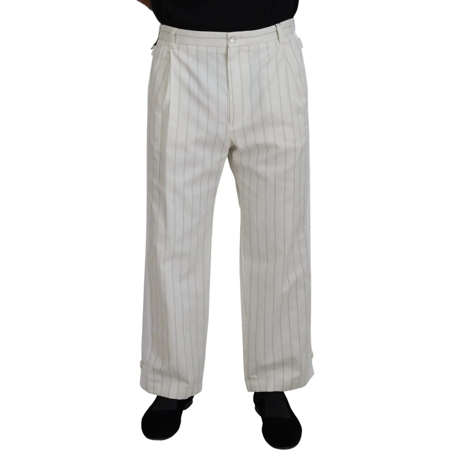 Dolce & Gabbana Elegant White Striped MainLine Trousers