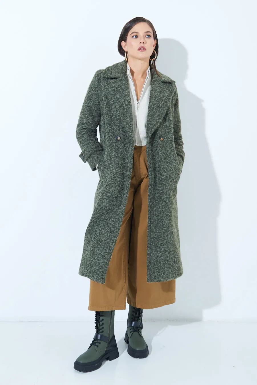 Double-breasted long wool coat wholesale