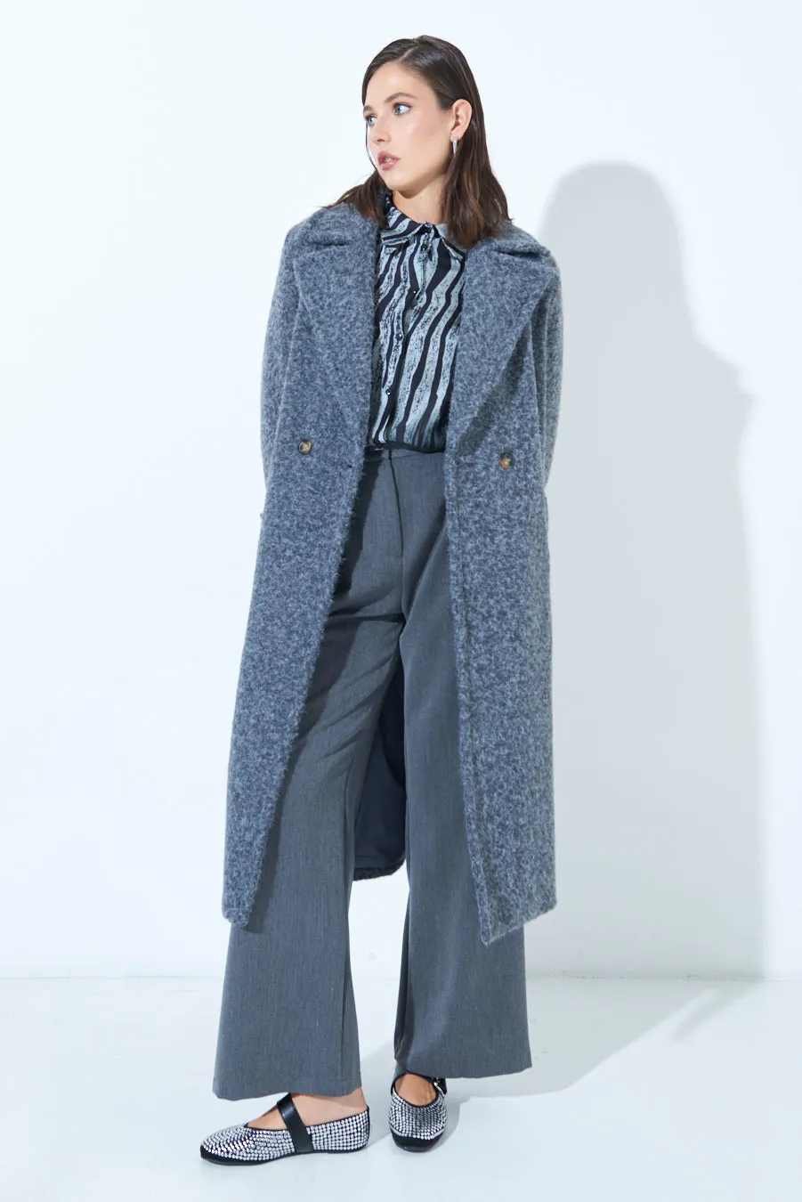 Double-breasted long wool coat wholesale