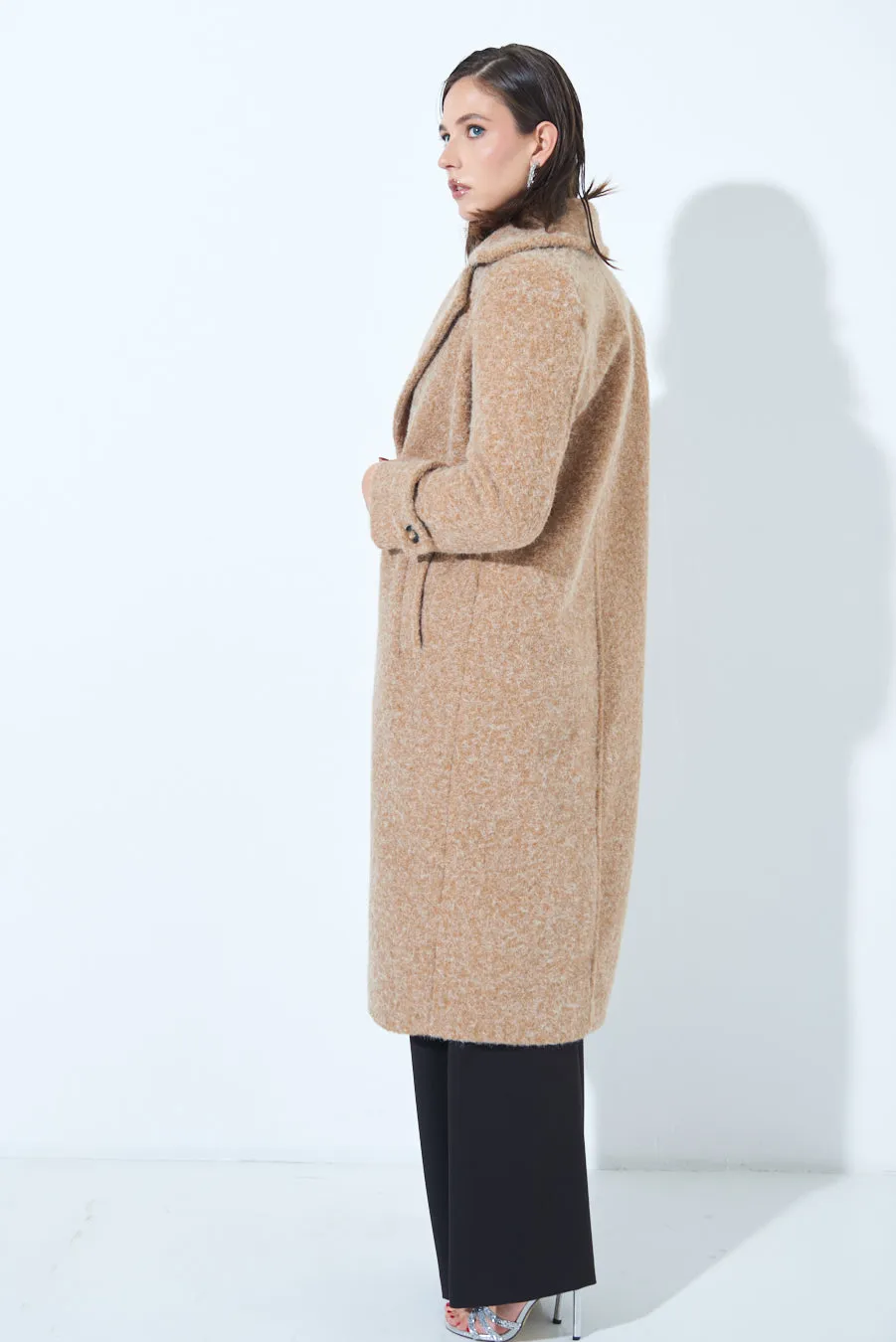 Double-breasted long wool coat wholesale