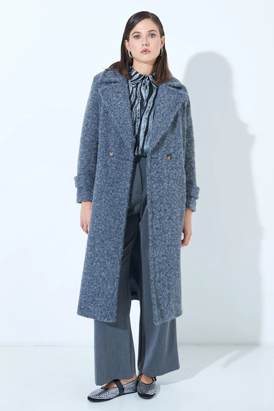 Double-breasted long wool coat wholesale