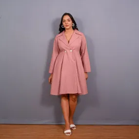 English Rose Warm Cotton Flannel Fit and Flare Knee Length Blazer Dress