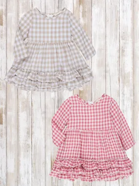 Fall Gingham Tiered Ruffle Dress