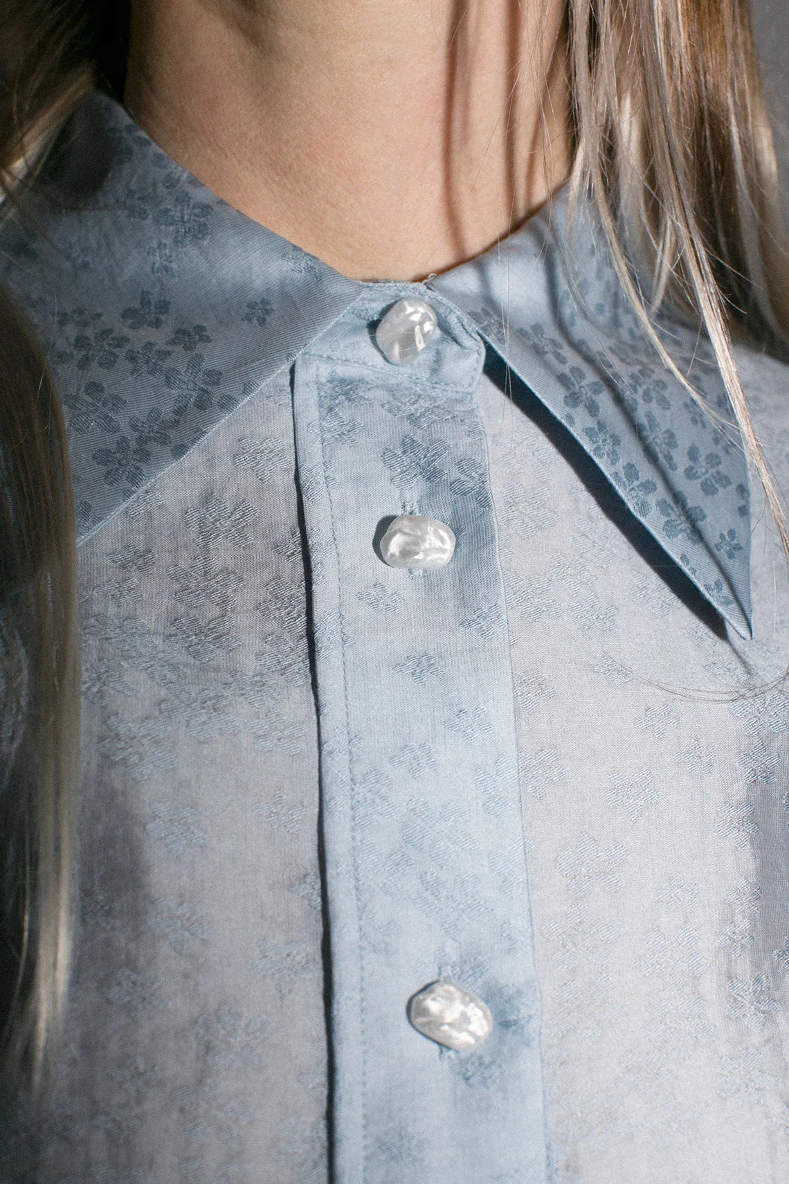 Fog Blue Carmen Blouse