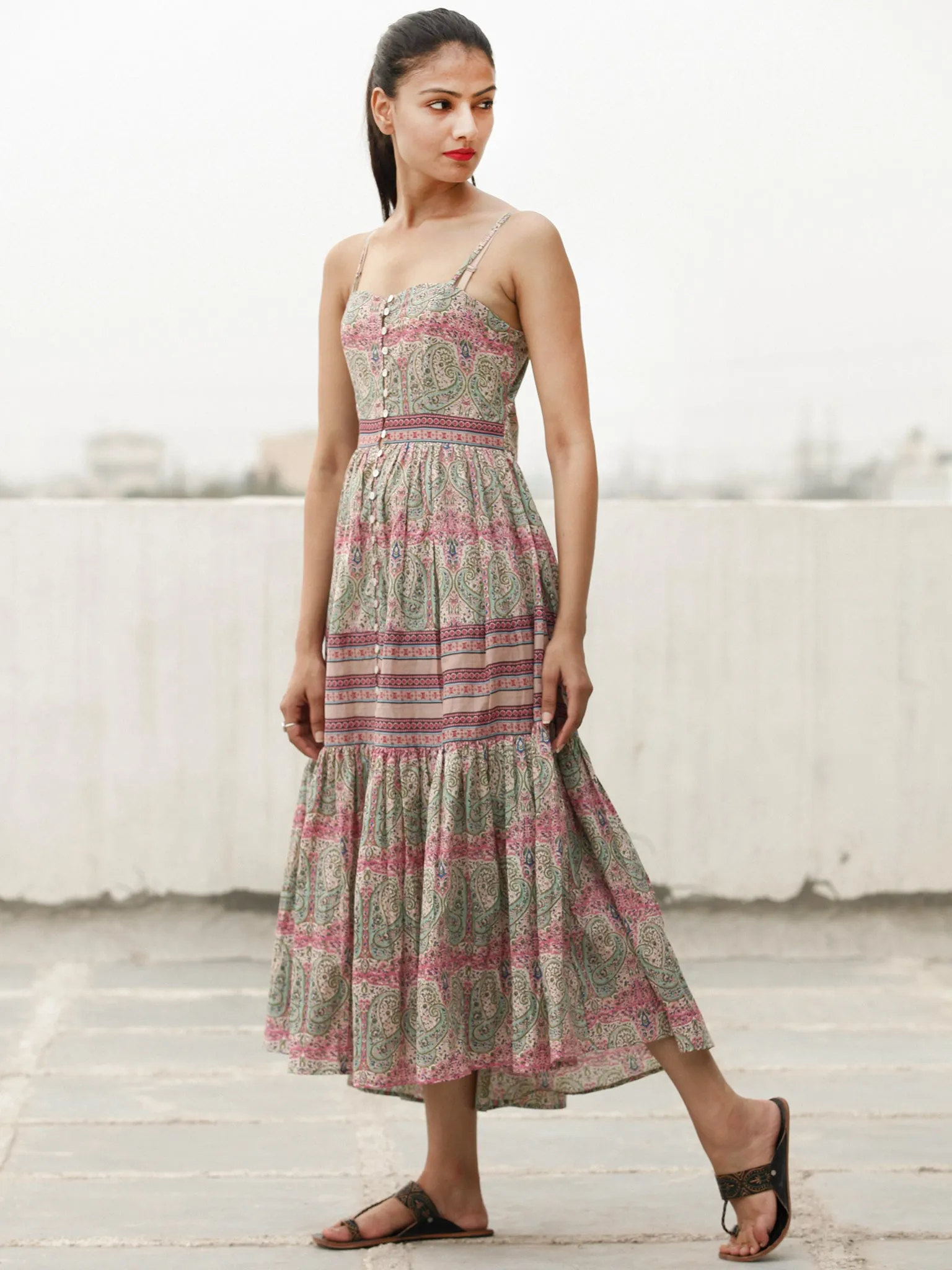 Fresh Moods  - Block Printed Cotton Long Dress  - D371F1879