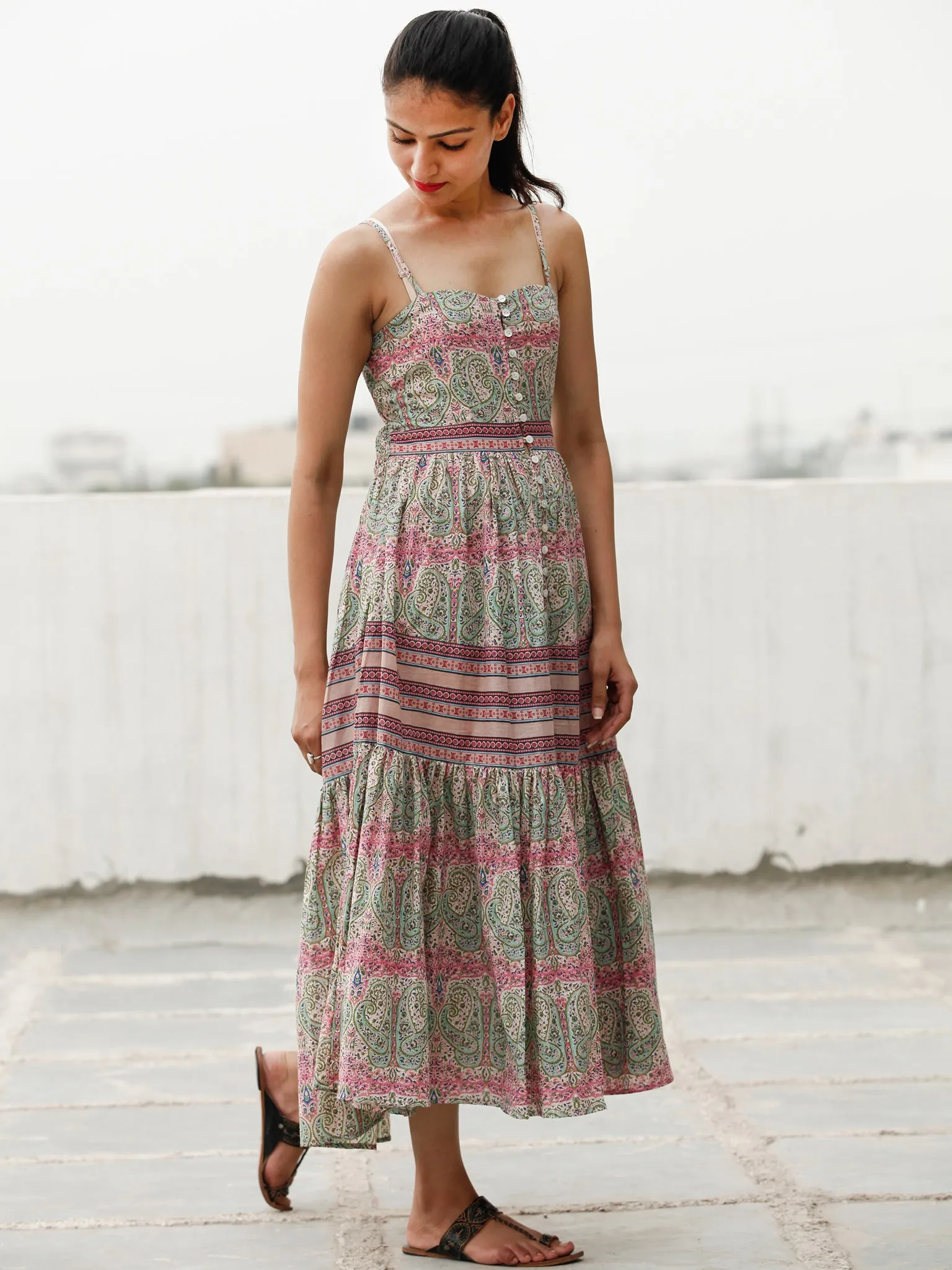 Fresh Moods  - Block Printed Cotton Long Dress  - D371F1879