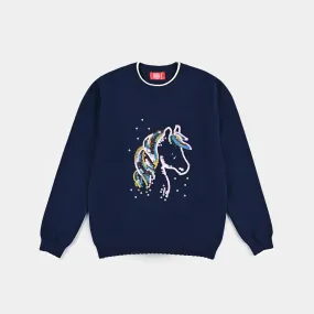 Girls Knitted Sweater - Navy