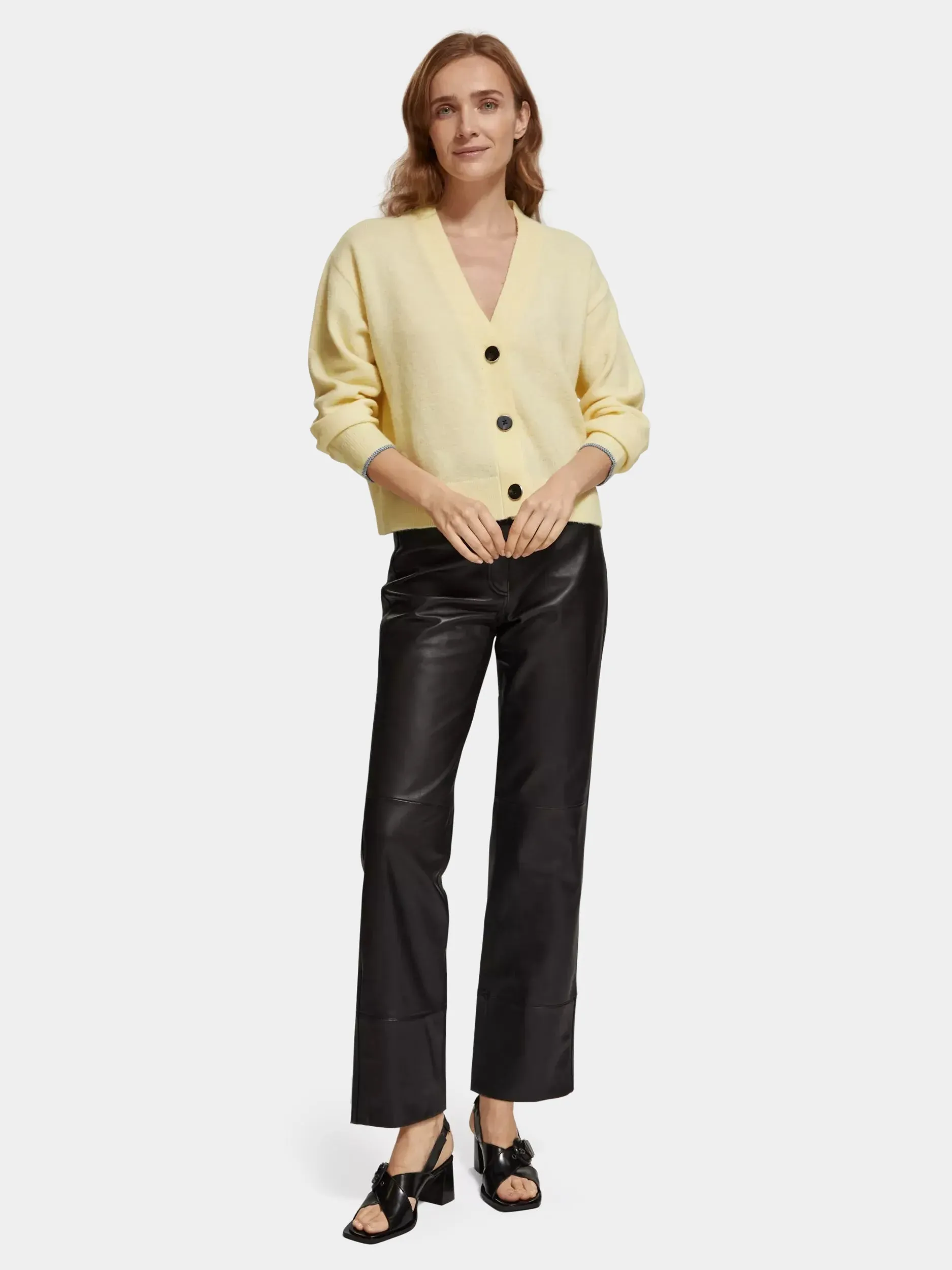 High-rise straight-leg leather pants