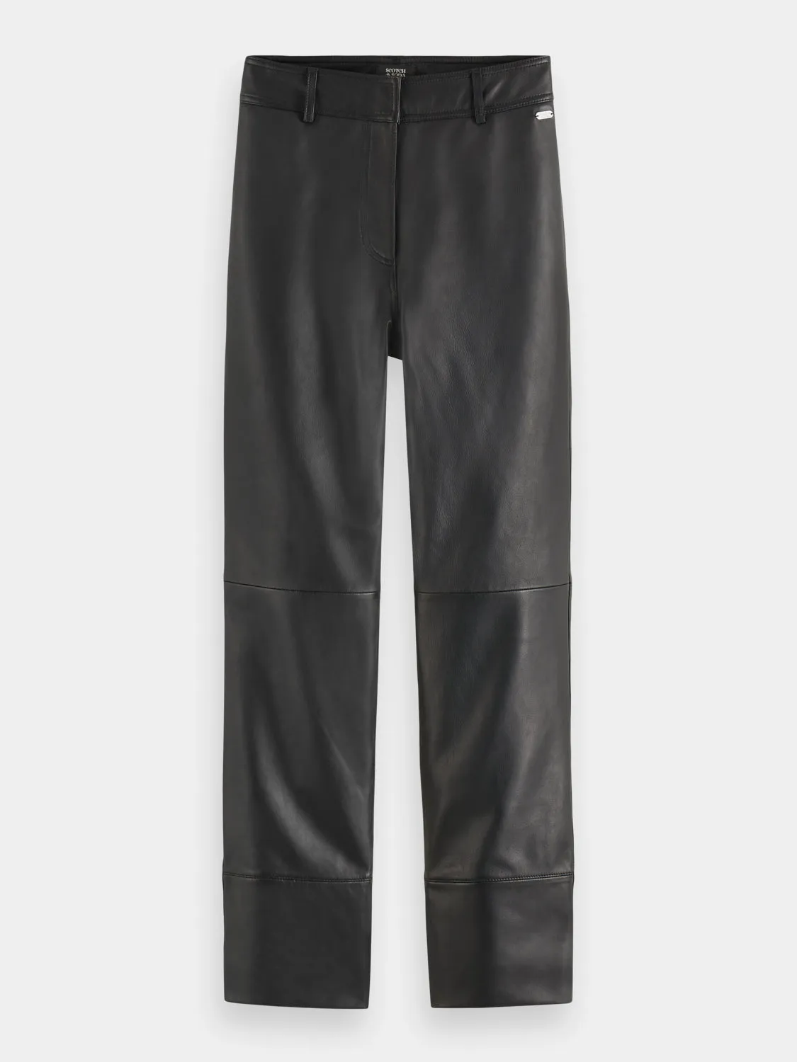 High-rise straight-leg leather pants