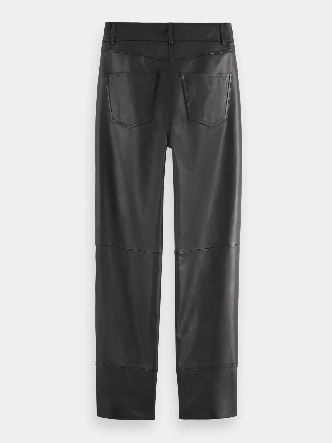 High-rise straight-leg leather pants