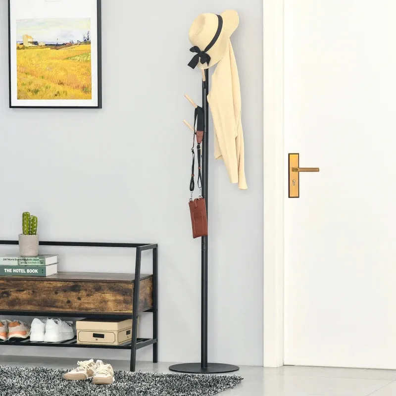 HOMCOM Coat Rack with 6 Hooks 174cm - Black