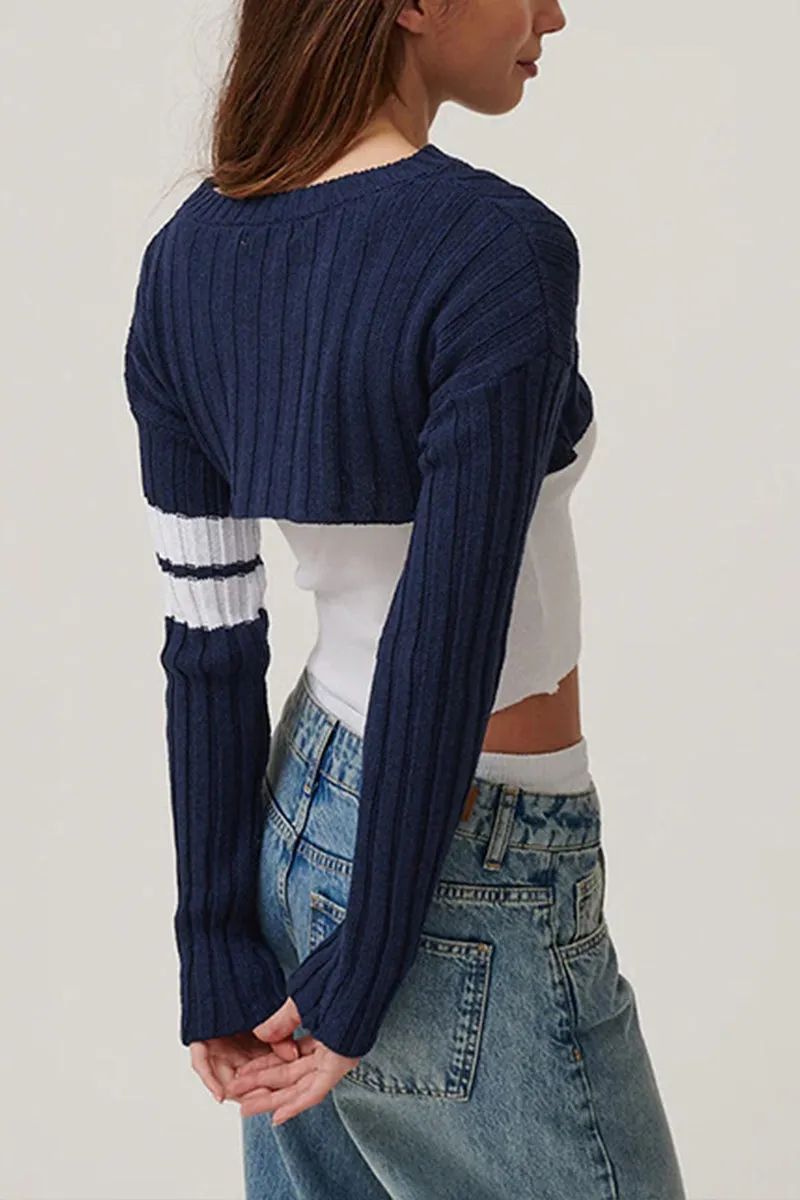 HWT1209 Varsity Vibe Cropped Sweater