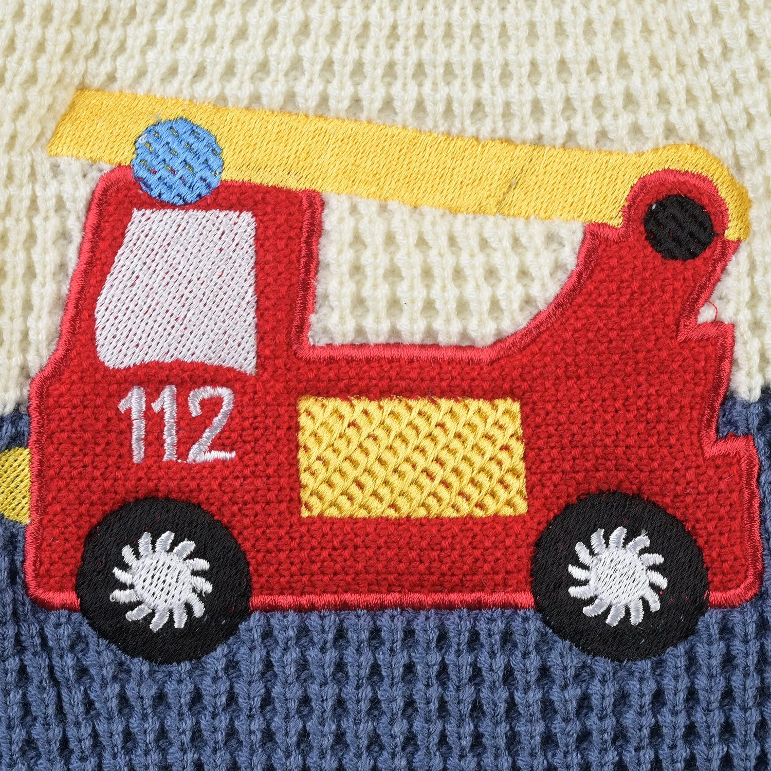 Infant Boys Acrylic Sweater Fire Van-Multi