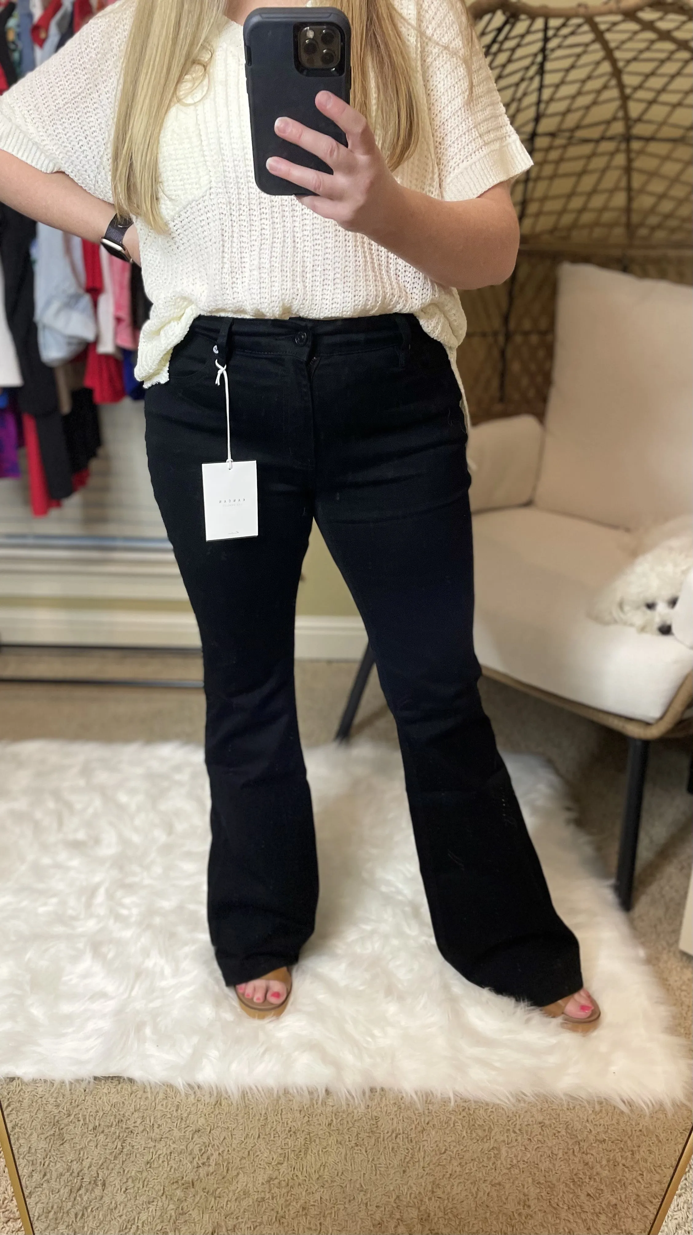 Kan Can Midrise Black Flare Jeans