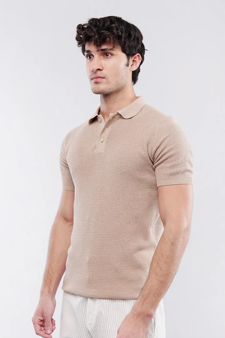 Knitted Polo Shirt - Skin