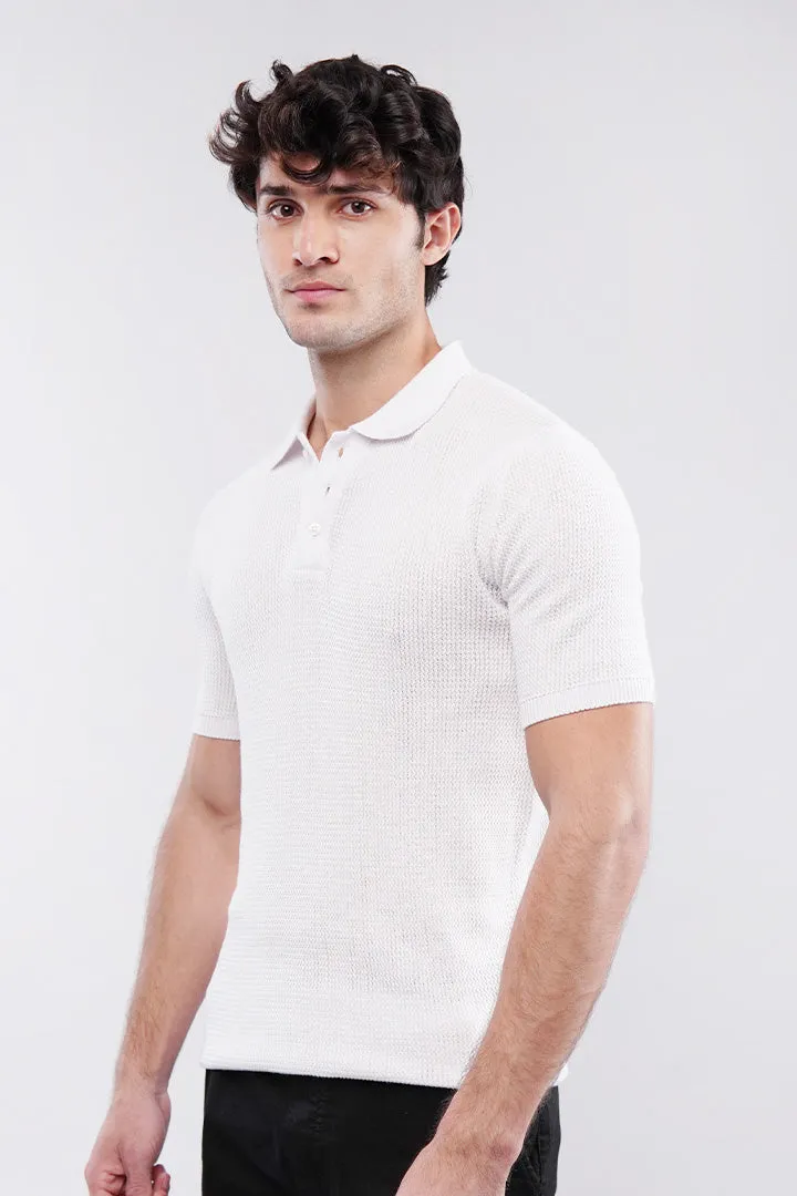 Knitted Polo Shirt - White