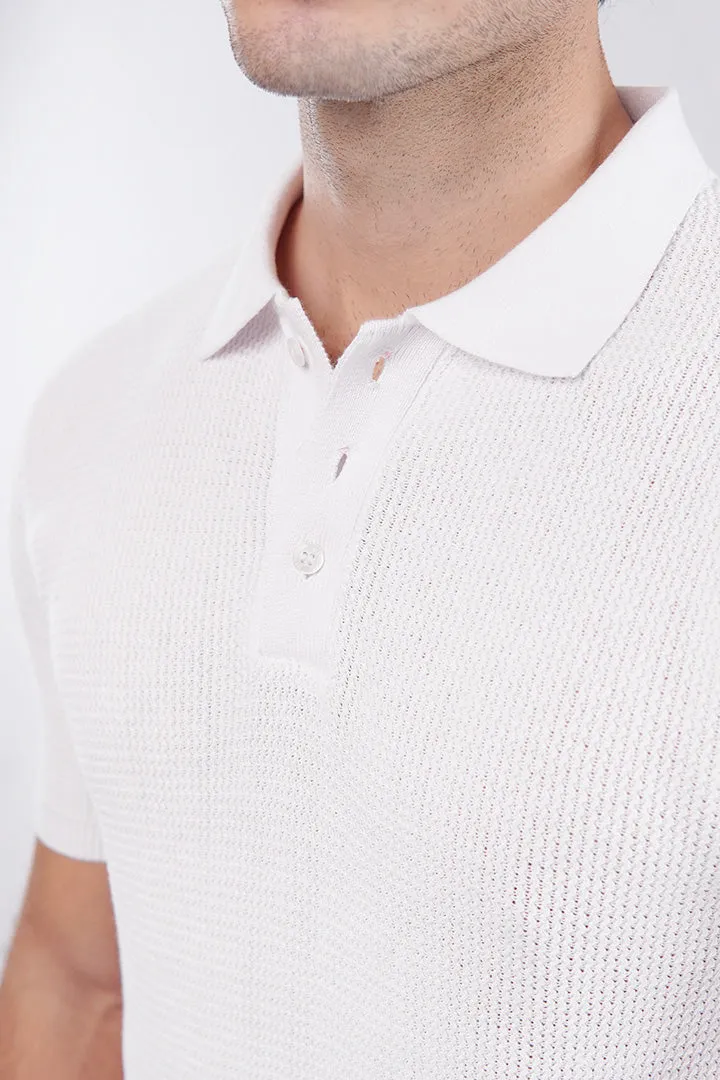 Knitted Polo Shirt - White