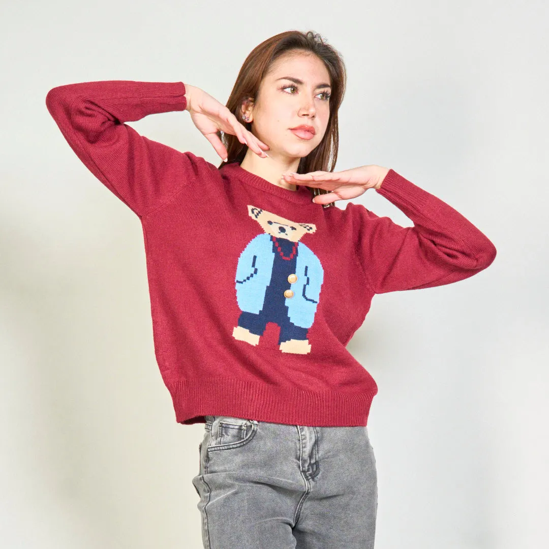 Knitted sweater with bear design wholesale