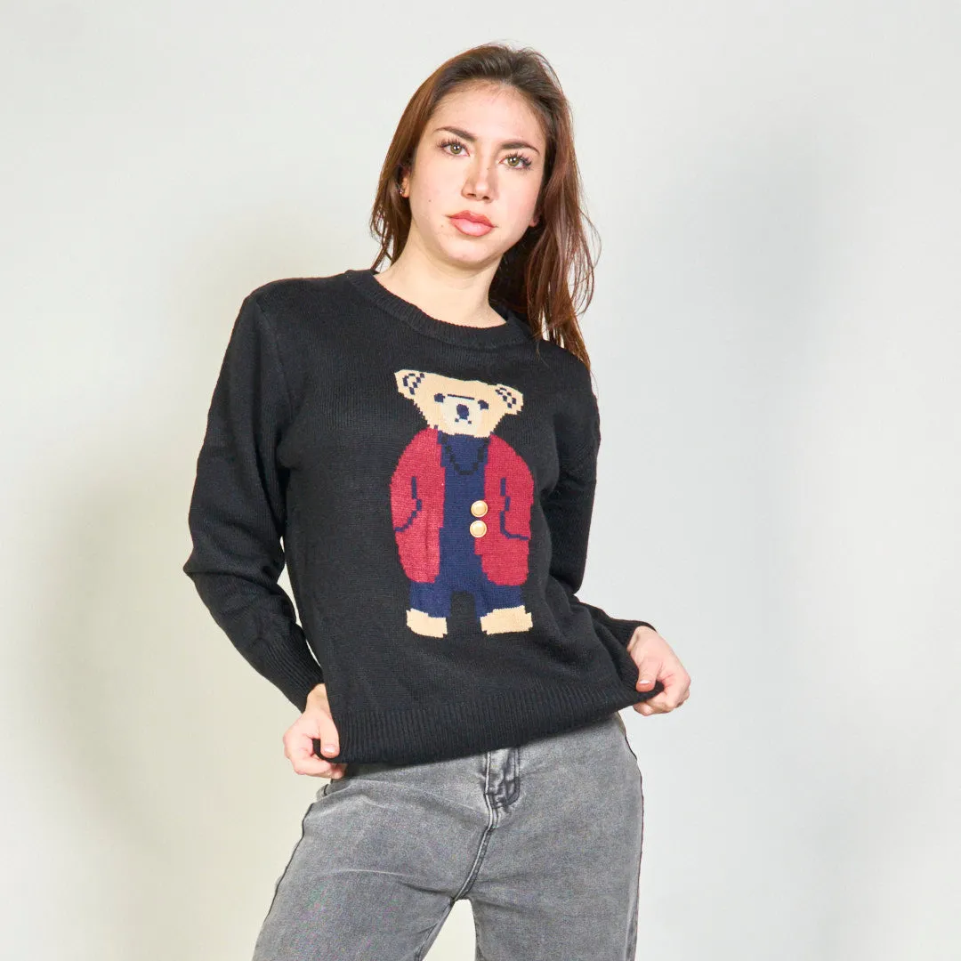 Knitted sweater with bear design wholesale