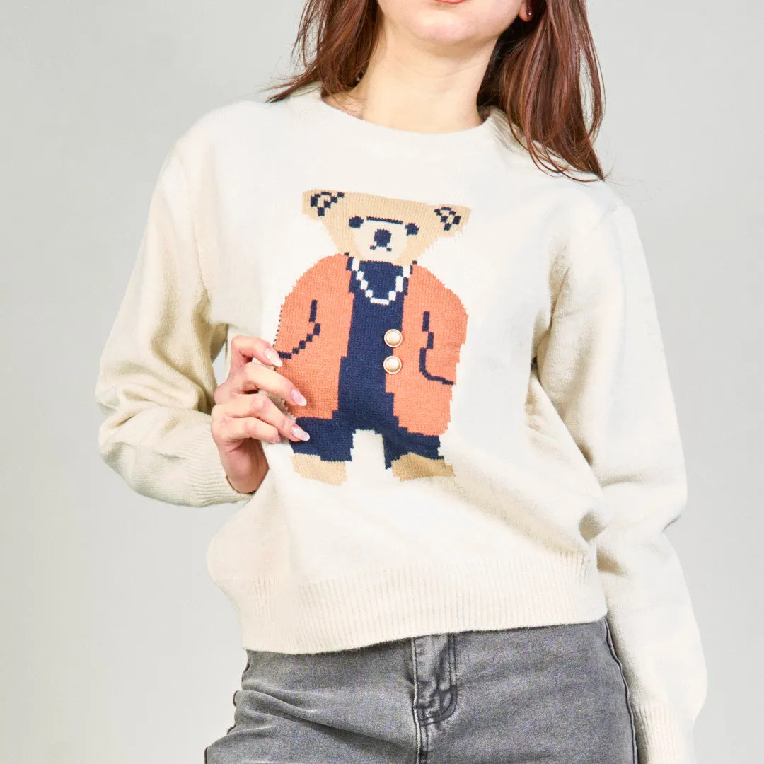 Knitted sweater with bear design wholesale