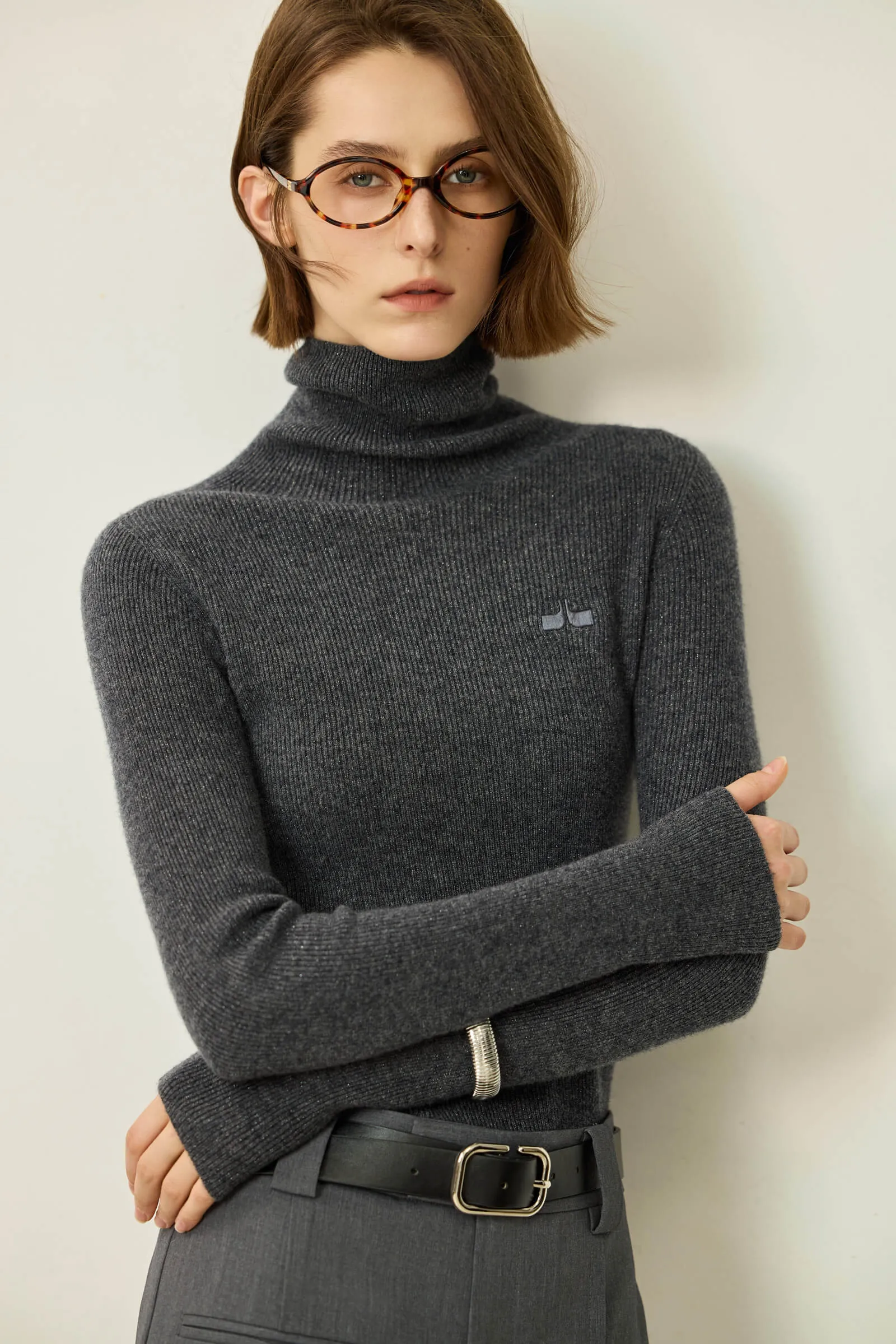 LILY Merino Wool Slouchy Turtleneck Sweater