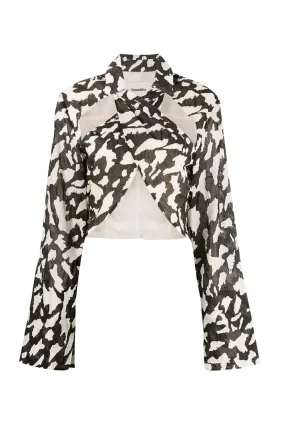 Loiza Long sleeve top with wrapped and twisted front Animal print