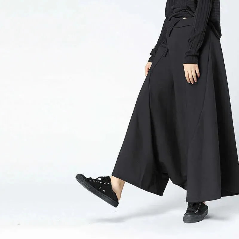 Lora Elegant Black Wide-Leg Loose Pants