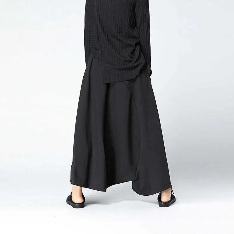 Lora Elegant Black Wide-Leg Loose Pants