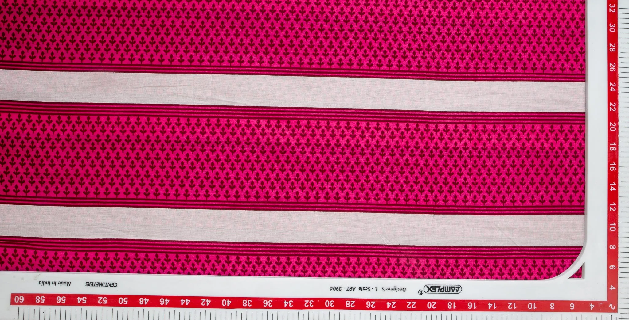 Magenta Pink & White Stripes Cotton Fabric